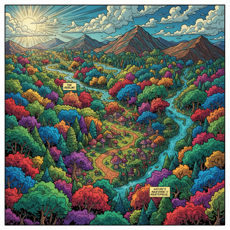 Beautiful aerial forest on Earth, vibrant